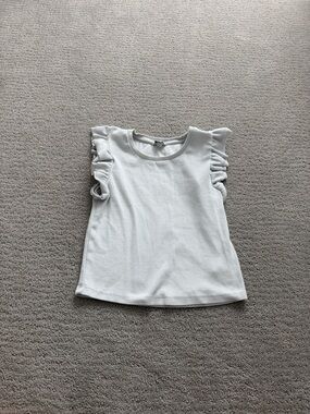 Girls White Ruffle Sleeve Tank Top